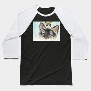 Siamese cat with the butterfly Baseball T-Shirt